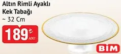 COLORİNA ALTIN RİMLİ AYAKLI KEK TABAĞI 32 CM